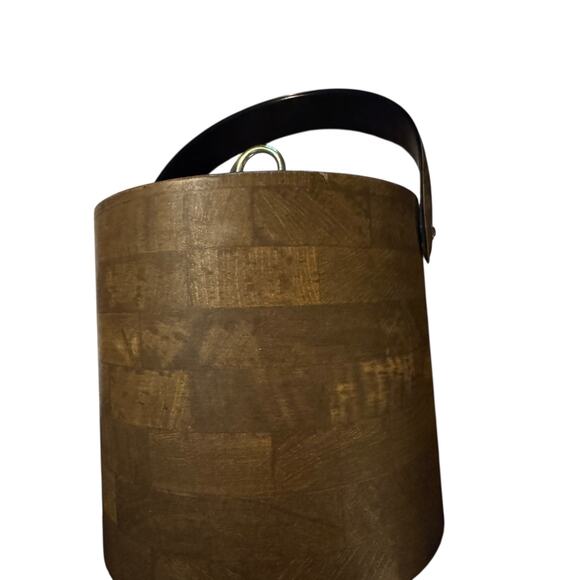 Vintage Mid-Century Wood Ice Bucket with Lid & Handle Barware MCM 1950s-60s - Picture 4 of 9